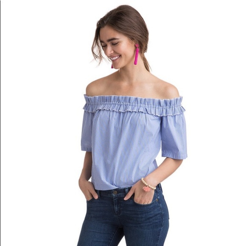 Vineyard Vines Striped Off The Shoulder Top